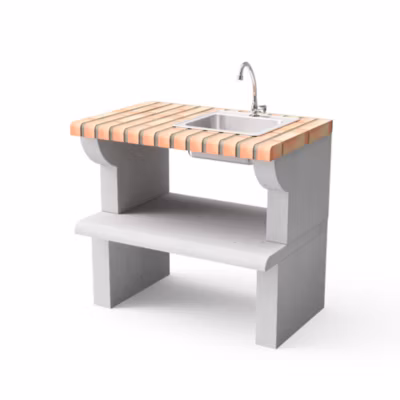 MOVELAR – Évier robinet tréteau latéral Maipu Plus XL (orange – 86,5x58x58) pour Barbecue Béton – Extérieur