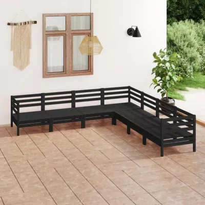 vidaXL Bois de Pin Massif Salon de Jardin 7 pcs Ensemble de Meubles d&rsquo;Extérieur Mobilier de Patio Meubles de Terrasse 3083098