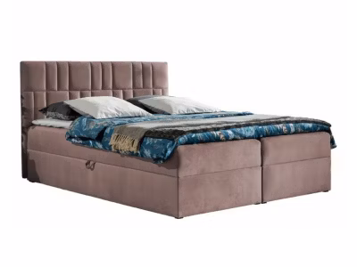Lit continental Baltimore 143, Double, Rose, Tissu, Disponible