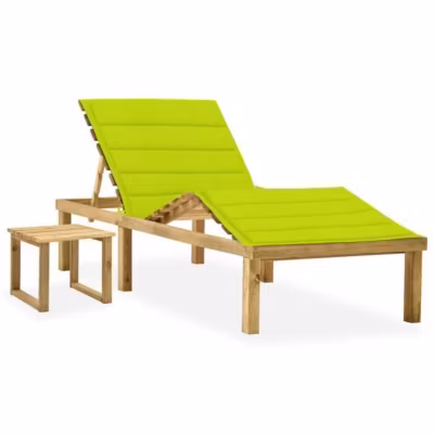 Chaise longue de jardin – vidaXL – Pin imprégné – Vert vif et Marron – Dossier et repose-pied réglables