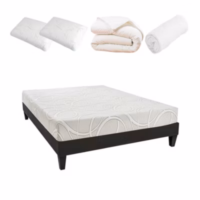 Pack Poséidon 140×200 cm Matelas Mousse + Sommier Bois + Accessoires